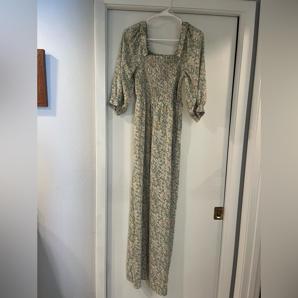 Green floral jumpsuit